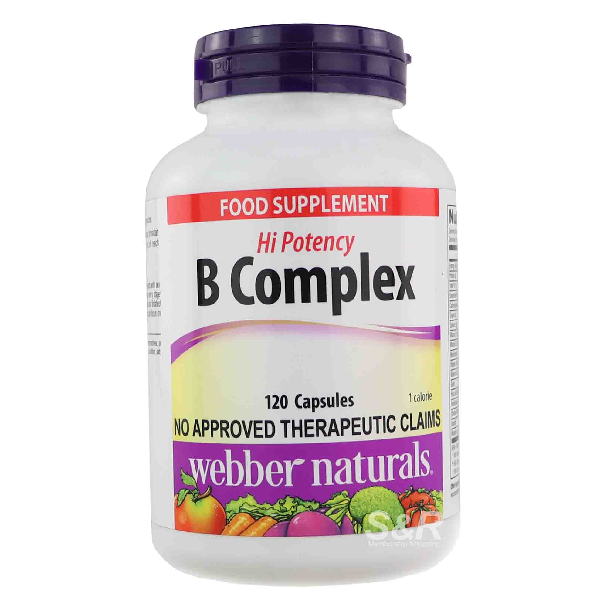 Webber Naturals Hi Potency B Complex Food Supplement 120pcs Webber Naturals Hi Potency B Complex Food Supplement 120pcs